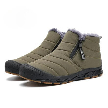 (Green, 46) Men Snow Boots Warm Fur Winter Men Shoes Long Plush Ankle Unisex Outdoor Casual Sneakers Durable Non-slip Boots Big Size