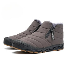 (Grey, 42) Men Snow Boots Warm Fur Winter Men Shoes Long Plush Ankle Unisex Outdoor Casual Sneakers Durable Non-slip Boots Big Size