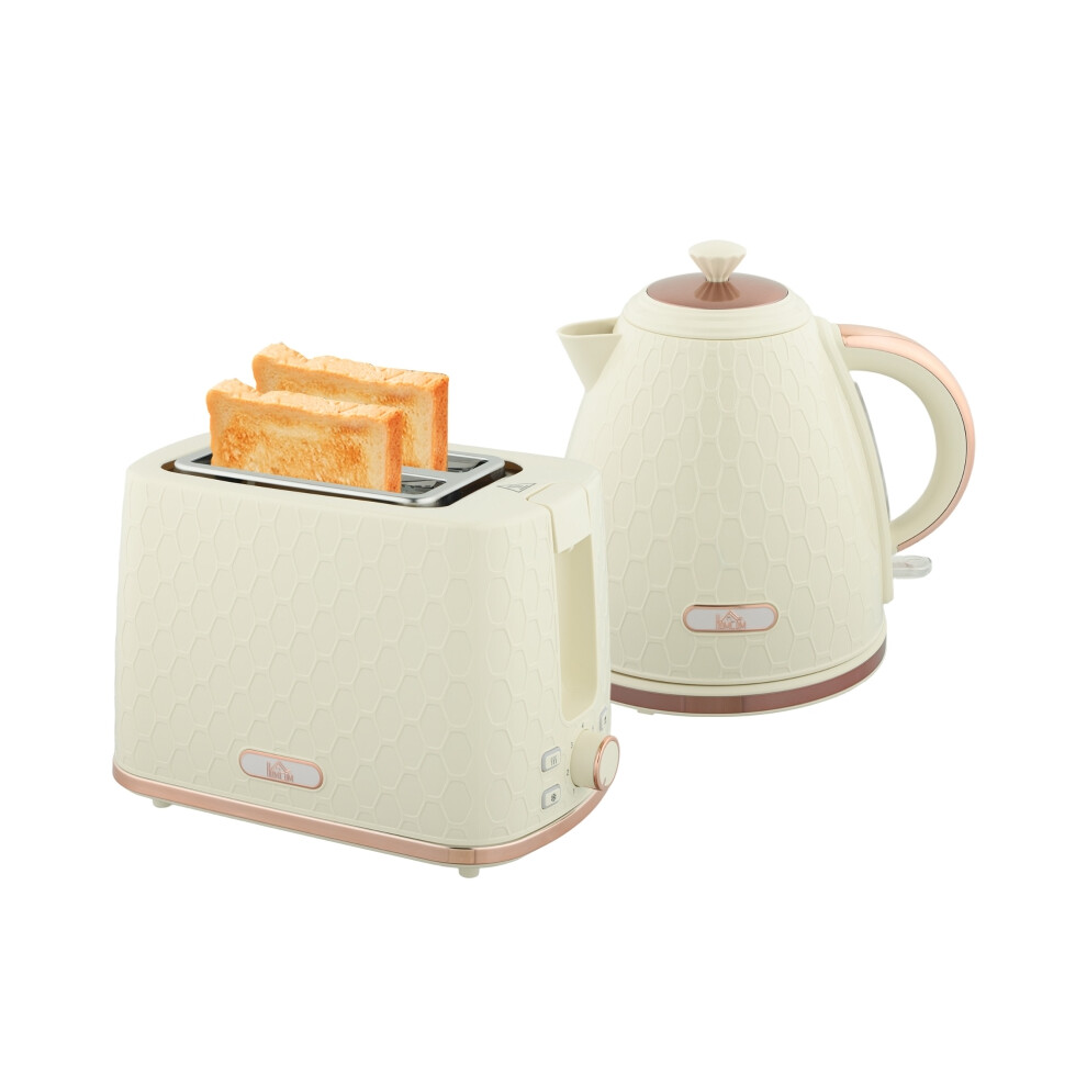 Beige 1.7L 3000W Electric Kettle & 2 Slice Toaster Set with Auto Shut Off Fast Boil Browning Control-image-OPC-PMXTJN2-NEW