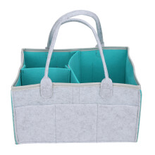 Light GrayGreen Felt Baby Diaper Organizer with Multiple Compartments, 33cm x 22.5cm x 18cm