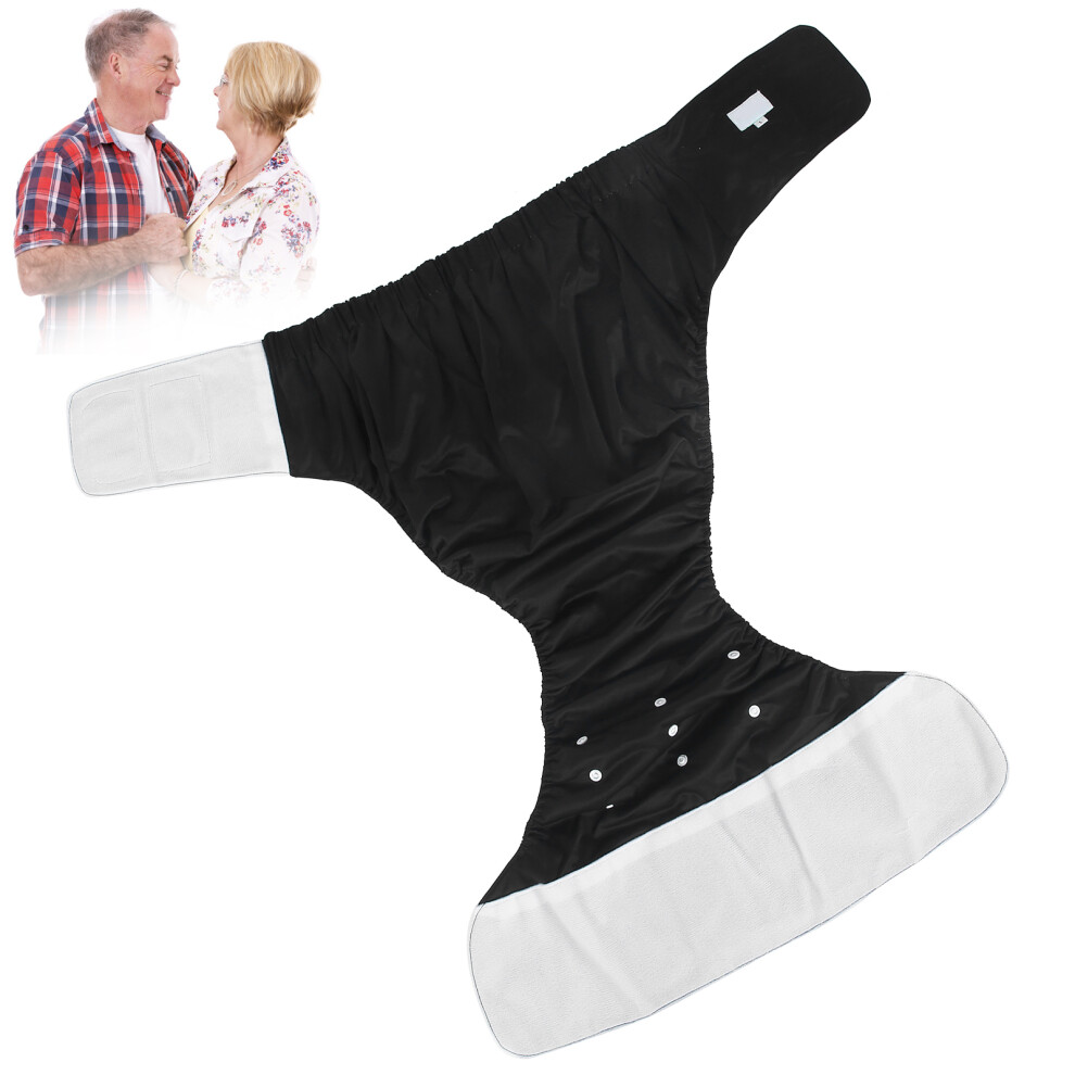 Black Adult Reusable Incontinence Diaper Pants 90-150Cm Washable Adjustable