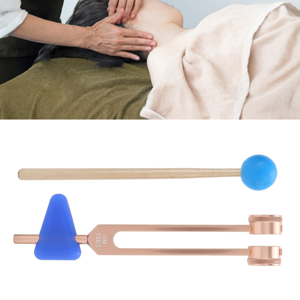 136.1Hz Aluminum Alloy Tuning Fork Sound Healing Therapy with Hammer Rose Gold