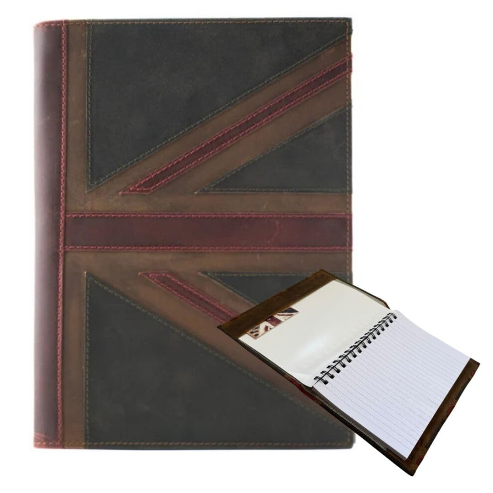 Union Jack Genuine Leather Vintage Notebook Cover British Flag Design - Includes Free A5 Notebook-image-OPC-PMXTPPF-NEW