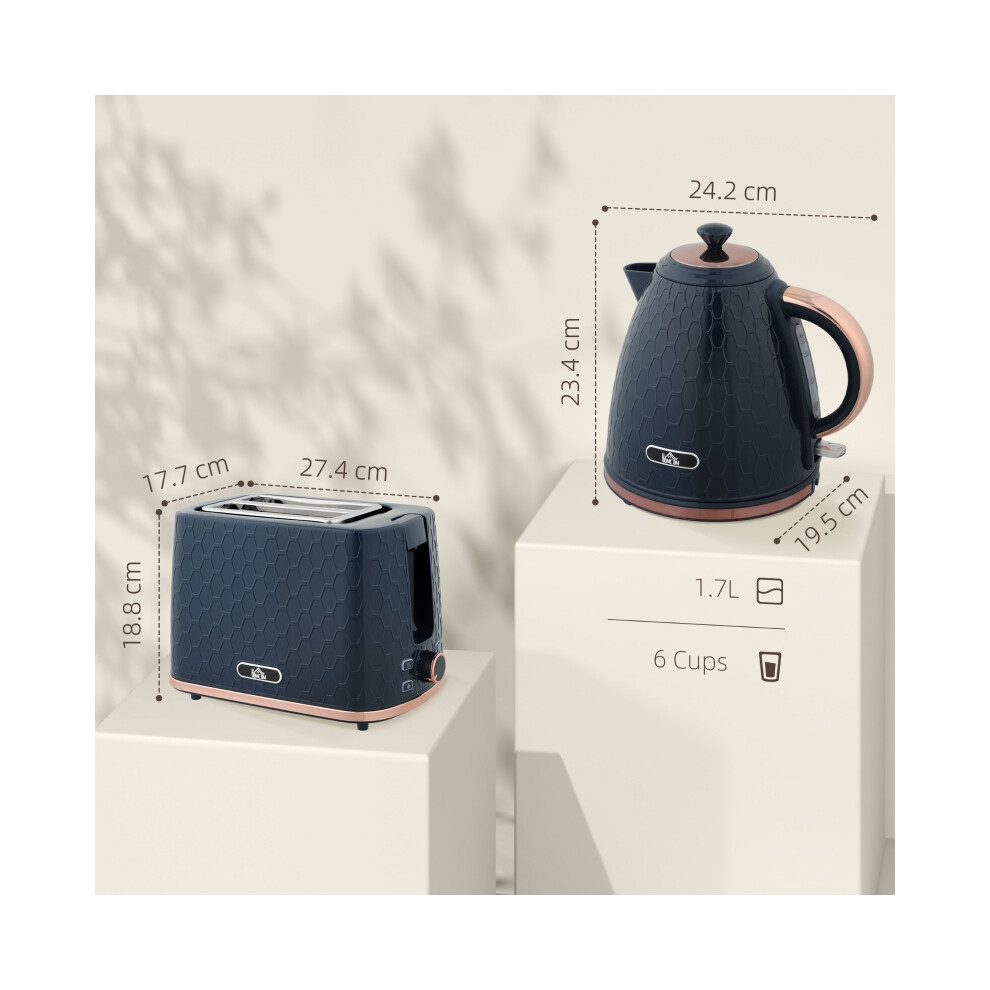 Fast Boil Kettle & 2 Slice Toaster Set - 1.7L 3000W Auto Shut Off Browning Controls Blue Durable Material-image-OPC-PMXTPTD-NEW