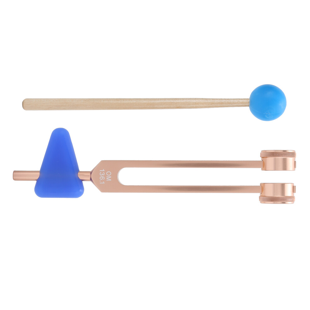 136.1Hz Aluminum Alloy Tuning Fork Sound Healing Therapy with Hammer Rose Gold