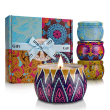 Scented Candles Set 4 Pack 4.4 Oz Soy Wax Candles in Tin with Lavender Fig Fragrance for Home Aromatherapy Gifts for Women Mum Friends Wife Birthday