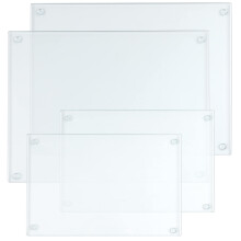 Hacaroa 4 Pack Tempered Glass Cutting Board with Rubber Feet, Rectangle Non-Slip Chopping Board, Long Lasting Clear Glass Tray for Kitchen Countertop,