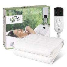 TOPS Electric Blanket Double Heated Underblanket 160 x 140cm, 3 Heat Settings, 3 Levels of Auto-off Timer, Overheat Protection, Machine Washable, Warm