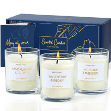 PROFIKLA Scented Candles Gift Set, Lavender, Peony & Wild Berries, Sandalwood Soy Wax Candles, 3 x 3.5oz 75 Hours Burn Time, Elegant Candles Gift for