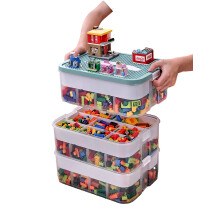 Storage Boxes with Lids for Lego Cube Kids Toy Box 3 Layers Stackable Plastic Drawer Organiser Clear Compartment Craft Containers for Magnetic