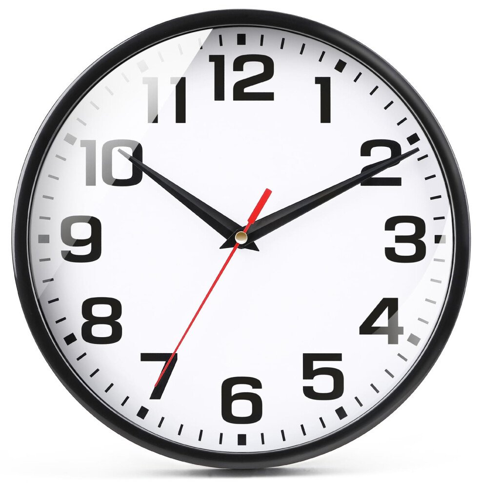 Emitdoog Wall Clock Modern Kitchen Small Silent Analog Round Simple Quiet Quartz Wall Clocks Battery Operated Non Ticking For Bathroom Office Black 8000002070188
