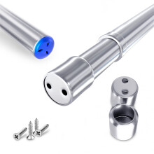 Rocoel Wardrobe Rail and Fittings 57-100 cm ? Stainless Steel Extendable Clothes Rail Pole with End Sockets & Screws - Heavy Duty & Rust Resistant for