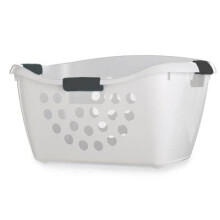 Lakeland Easy Load White Plastic Laundry Washing Basket 50L ? Comfortable Hip Rest Non-Slip Handles