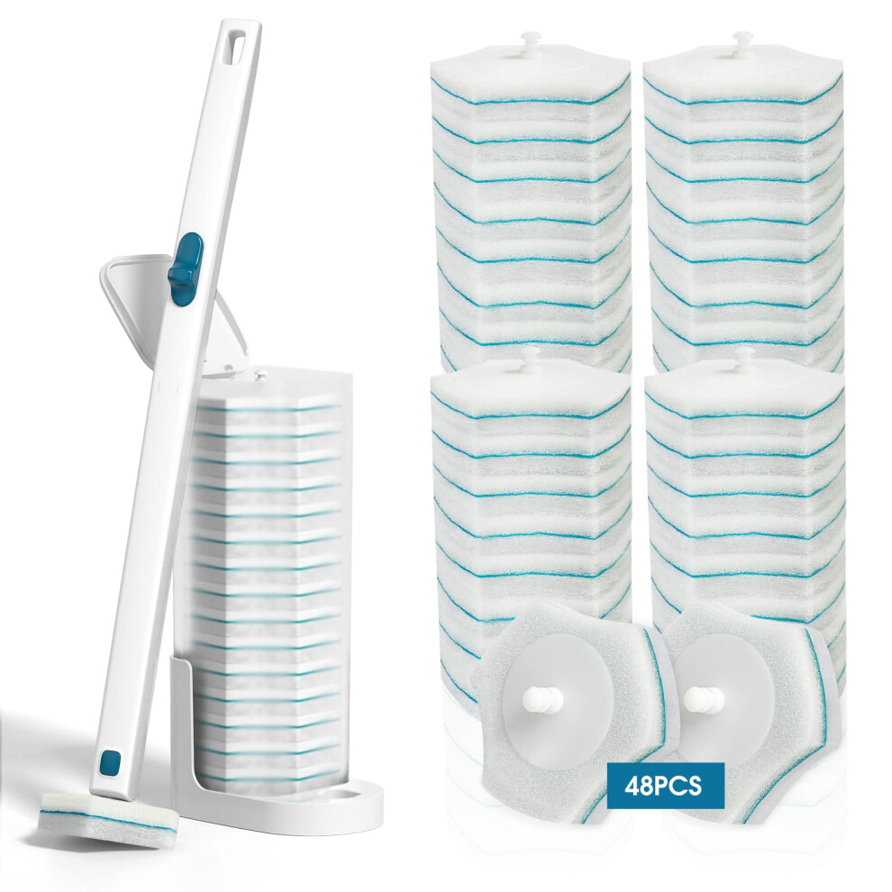 Baloriz Toilet Wand Kit With 48 Refills, Disposable Toilet Bowl Brush Disposable Toilet Cleaning System Toilet Wand, Storage Caddy And 48 Toilet Brush Refill