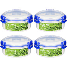 Sistema KLIP IT PLUS Round Food Storage Containers , 300 ml Leak-Proof, Stackable & Airtight Fridge/Freezer Containers with Lid , BPA-Free , 4 Count