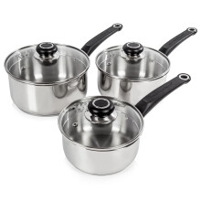 Morphy Richards 970003 Equip 3-Piece Pan Set, Stainless Steel