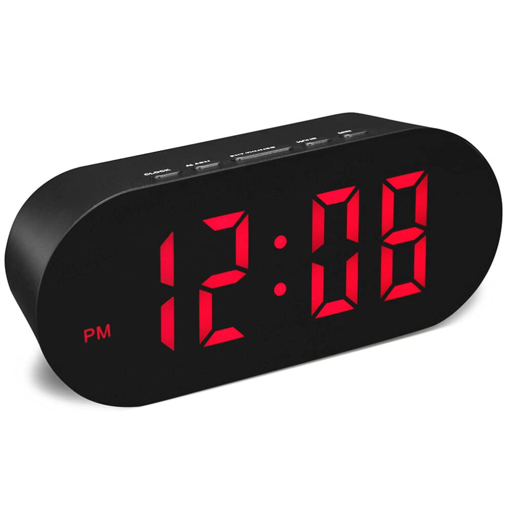 Famicozy Simple Easy To Use Digital Alarm Clock,Small Compact,Auto Dim At Night And 6 Manual Brightness Adjustments,Mains Powered,Crescendo Alarm With