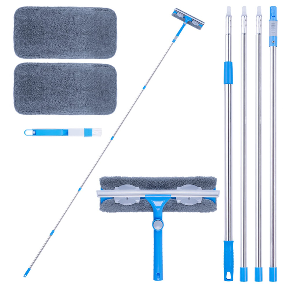 Mitclear 12 Foot (3.7m) Window Squeegee Cleaner Kit, Extension Poles + Silicone Squeegee (12in) + Window Washer, 2 in 1 Windows Glass Cleaning Tool-image-OPC-PMXTV28-NEW