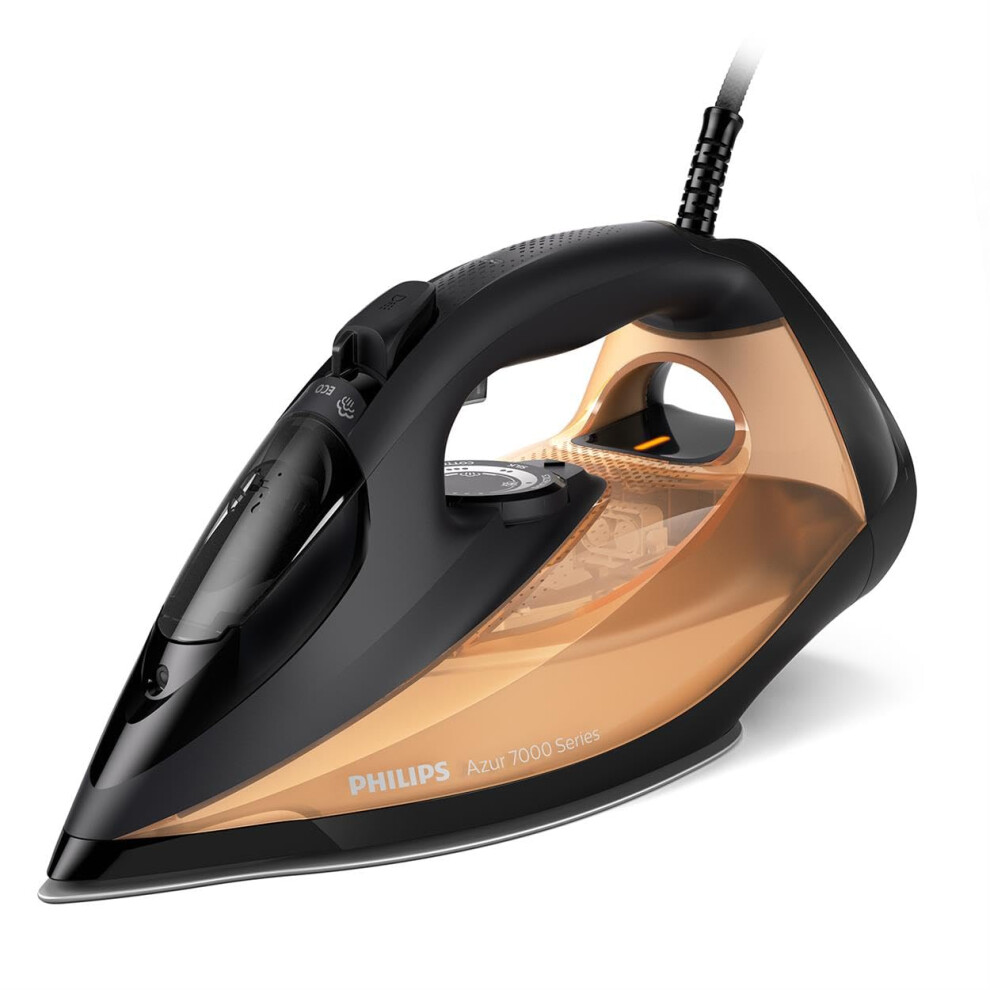 Philips 7000 Series Steam Iron, Powerful 2800W, 50G/Min Steam, 250G Steam Boost, Steamglide Elite Soleplate For Smooth Gliding, Black/Gold