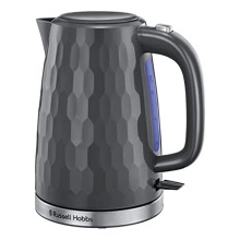 Russell Hobbs Honeycomb Electric 1.7L Cordless Kettle (Fast Boil 3KW, Grey premium plastic, matt & high gloss finish, Removable washable anti-scale