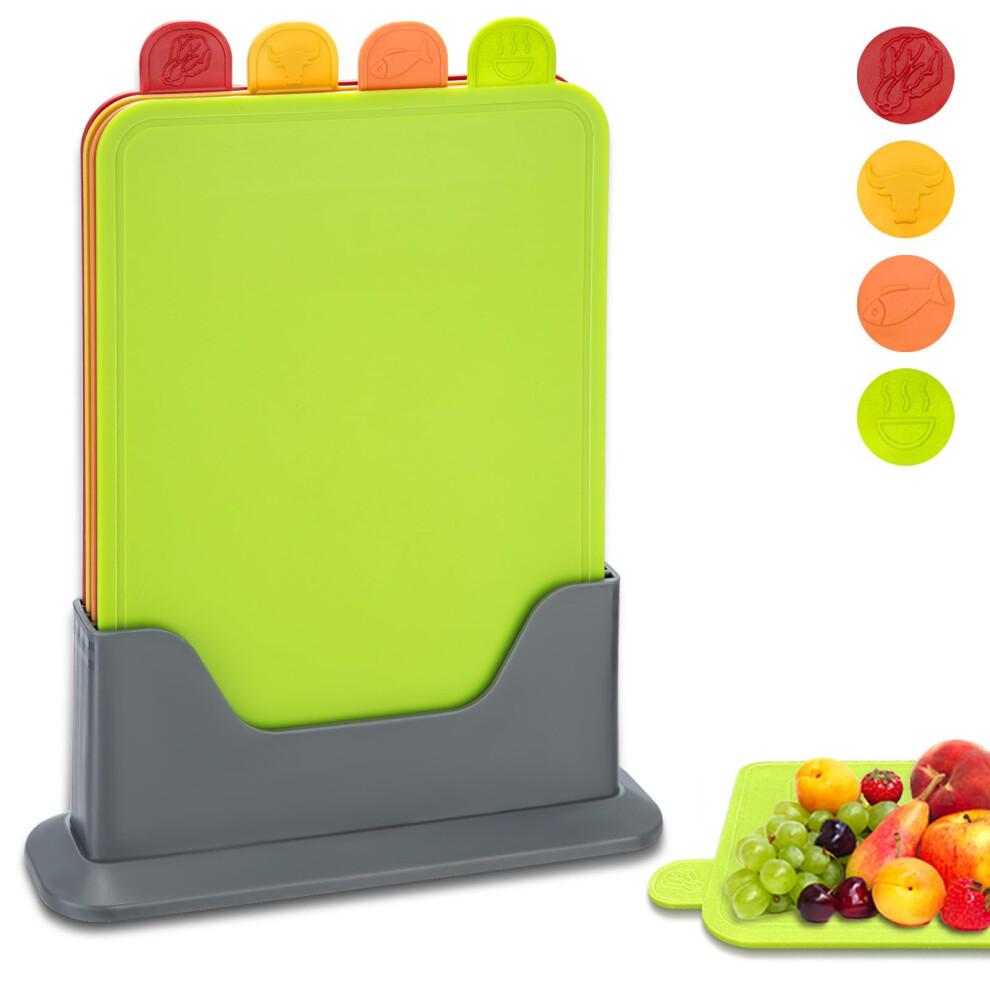Hunnycook Green/Yellow/Red 4Pcs Colour Coded Chopping Boards Set, Durable, Scratch-Resistant, Anti-Slip And Dishwasher Safe(28?20?0.3Cm) Chopping Boards For Kitchens,