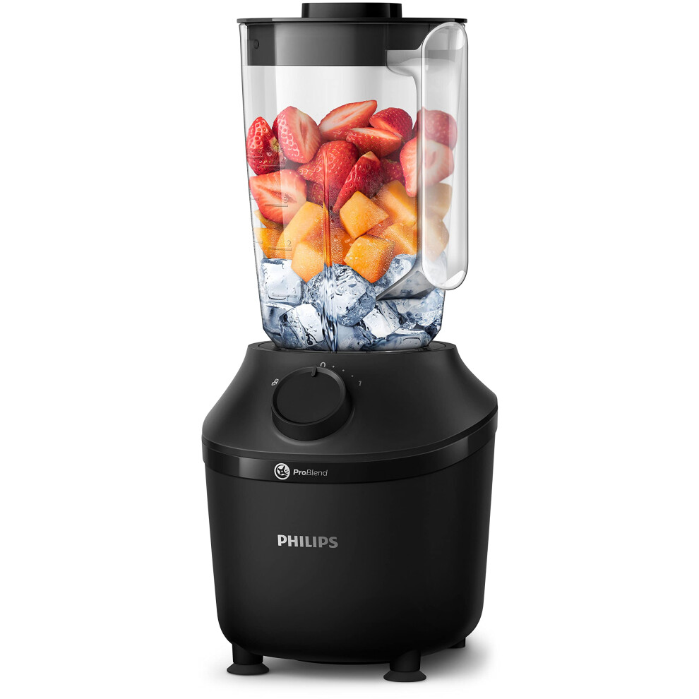 Philips Blender 3000 Series, Problend System, 1.9L Maximum Capacity, 1L Effective Capacity, 450W, 1 Speed Setting + Pulse, Plastic Jar, Black,