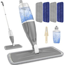 Spray Mops for Cleaning Floors: Papclean Microfibre Flat Floor Mops for Wet Dry Use - 4 Washable Pads and 1 Refillable Bottle for Hard Wood Laminate