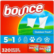 Bounce Dryer Sheets Laundry Fabric Softener Fresh Scent - Long Lasting Fresh Dry Cleaning Sheets for Tumble Dryer - Helps Reduce Wrinkles and Soften