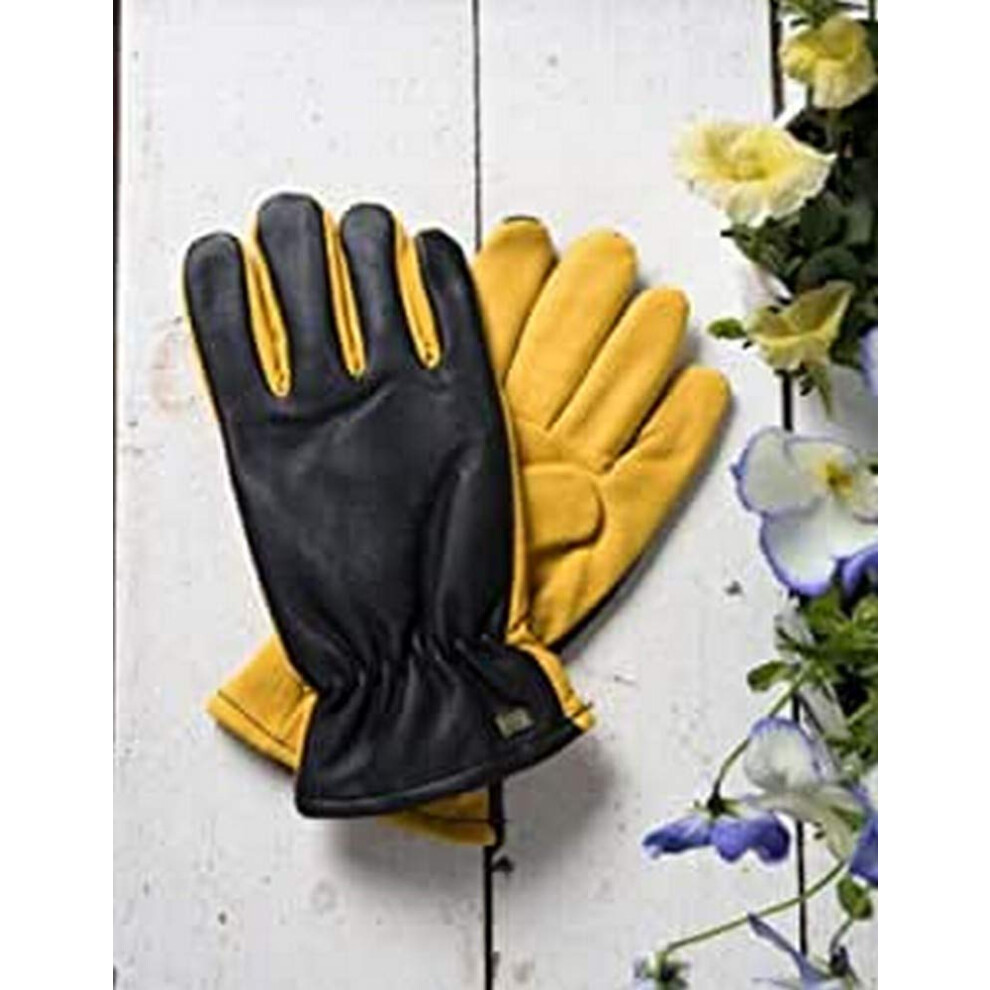 Gold Leaf DRY TOUCH Deluxe Leather Comfortable RHS Gardening Gloves - Gents Size - Great Gift-image-OPC-PMXTW5P-NEW