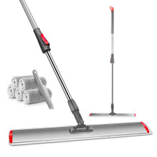 Myiosus Industrial Mop, 60cm Large Flat Mop for Hardwood Laminate Tile Floor Cleaning, Commercial Dust Mops with 5 Reusable Microfibre Pads & 137cm