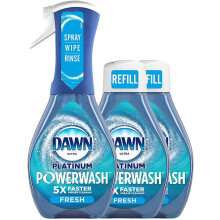Dawn Platinum Powerwash Dish Spray & Dish Soap Refill Set, Fresh Scent 1 spray + 2 refills, Packaged The Perfect Dish Cleaner.