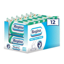 Regina Moist Toilet Tissue Chamomile ? 12 Pack, Each with 42 Flushable Wet Wipes ? Gently Nourishing with Soothing Chamomile and Aloe Vera Extract ?