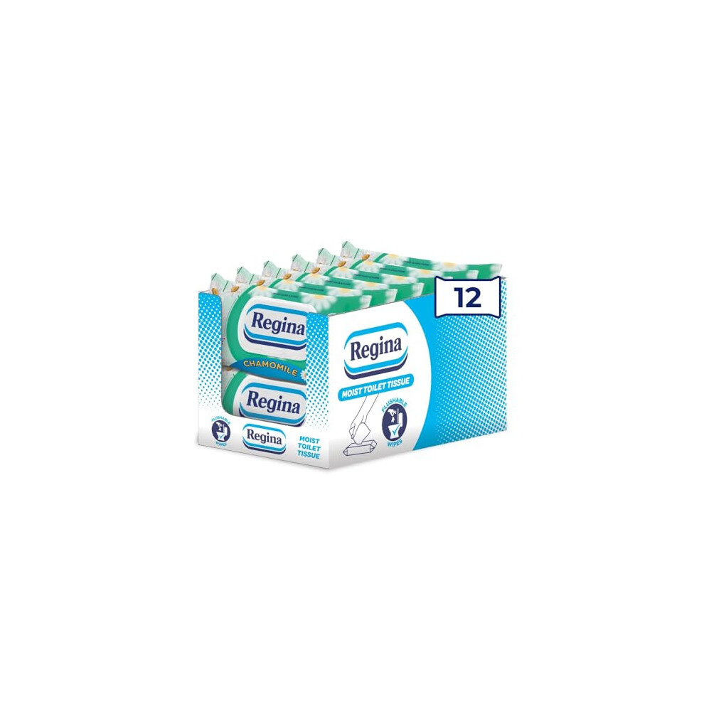 Regina Moist Toilet Tissue Chamomile ? 12 Pack, Each With 42 Flushable Wet Wipes ? Gently Nourishing With Soothing Chamomile And Aloe Vera Extract ?