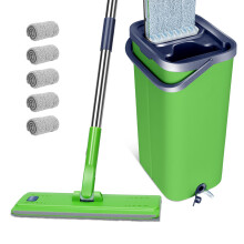 Masthome Mop and Buckets Sets, Hands Free Squeeze Mop with 138cm Stainless Steel Handle,Compact Cleaning System with 360 Rotating Head, Microfibre