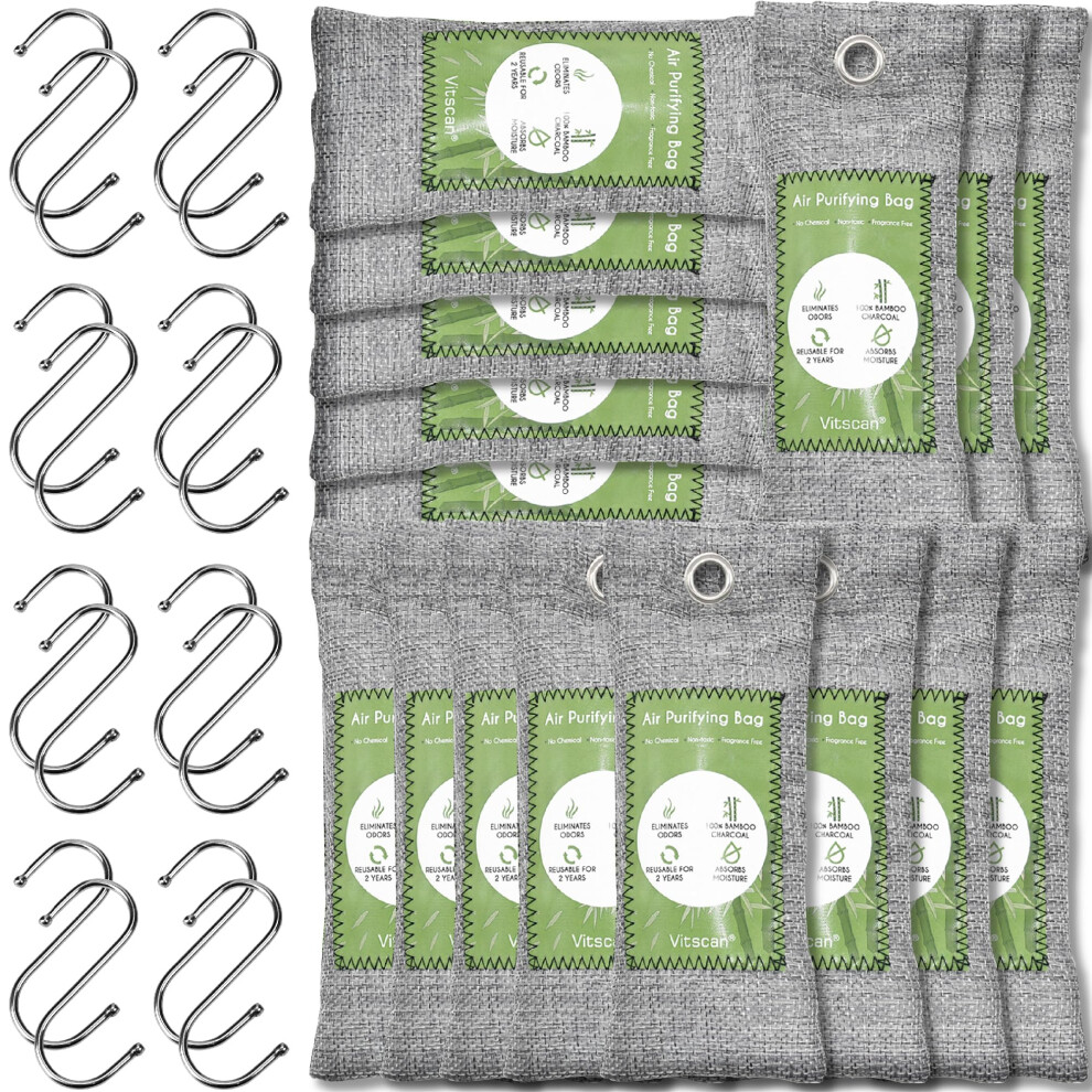 16 Pack Bamboo Charcoal Air Purifying Bag, Activated Charcoal Bags Odor Absorber, Moisture Absorber, Natural Car Air Freshener, Shoe Deodorizer, Odor-image-OPC-PMXTWWS-NEW