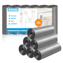 20 Litre Bin Liners 120 Bags, Biodegradable Food Waste Trash Bags with Handle, 20L Compostable Garbage Caddy Liners Pedal, Recycling Rubbish Bags for