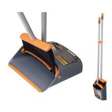 Jekayla Long Handled Dustpan and Brush, Broom and Dustpan Set, Household Dust pan Combo with 54 Inch Handle for Indoor Outdoor Household Cleaning and