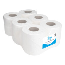 Blake & White 2 Ply Centrefeed White Tissue Rolls - Purely Smile 6 Pack, 400 Sheets Paper Towel Roll for Wiping Surfaces & Drying Hands - Strong &