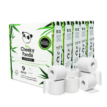 The Cheeky Panda Bamboo Toilet Rolls Bulk Buy ? 45 Rolls (5 Packs of 9) | 3 Ply Toilet Paper | Plastic Free Packaging and Sustainable Tissue Paper |