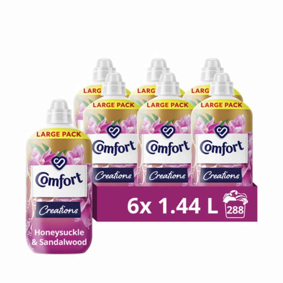 Comfort Creations Honeysuckle & Sandalwood Fabric Conditioner With Stay Fresh Technology For 100 Days Of Freshness + Fragrance* 6X 1.44 L (288 Washes)
