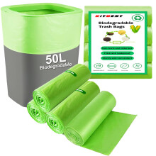 Biodegradable Bin Bags Liner 50L, KITBEST 60PCS Food Waste Bags Trash Bags Large, 13 Gallon Compostable Caddy Liner, Recycled Degradable Rubbish