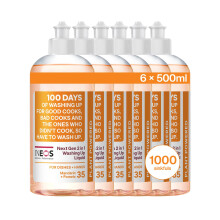 INEOS Next-Gen 2in1 Washing Up Liquid, 3L (500ml x 6), 1000 Sinkfuls, Dishwashing + Handwashing, Plant Powered, Pomelo + Yuzu, Packaging May Vary
