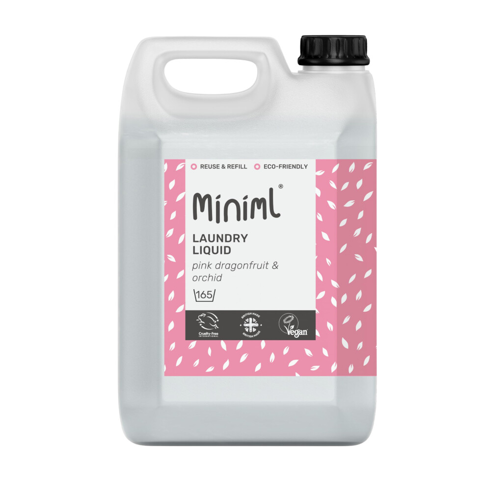 Miniml Laundry Liquid Washing Detergent 5L Refill - Natural Non Bio Dragonfruit & Orchid Scented Clothes Fabric Cleaner For Machine Or Delicate Pink