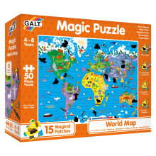 Galt, Magic Puzzle - World Map, Magic Puzzle, 50 piece Puzzle, Ages 4 to 8 Years Plus