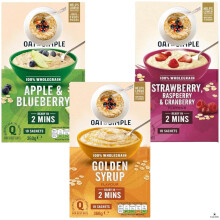 Apple & Blueberry Porridge Sachets 360g with Strawberry, Raspberry & Cranberry Porridge Sachets 339g & Golden Syrup 360g - Bundle Consisting of Oat So