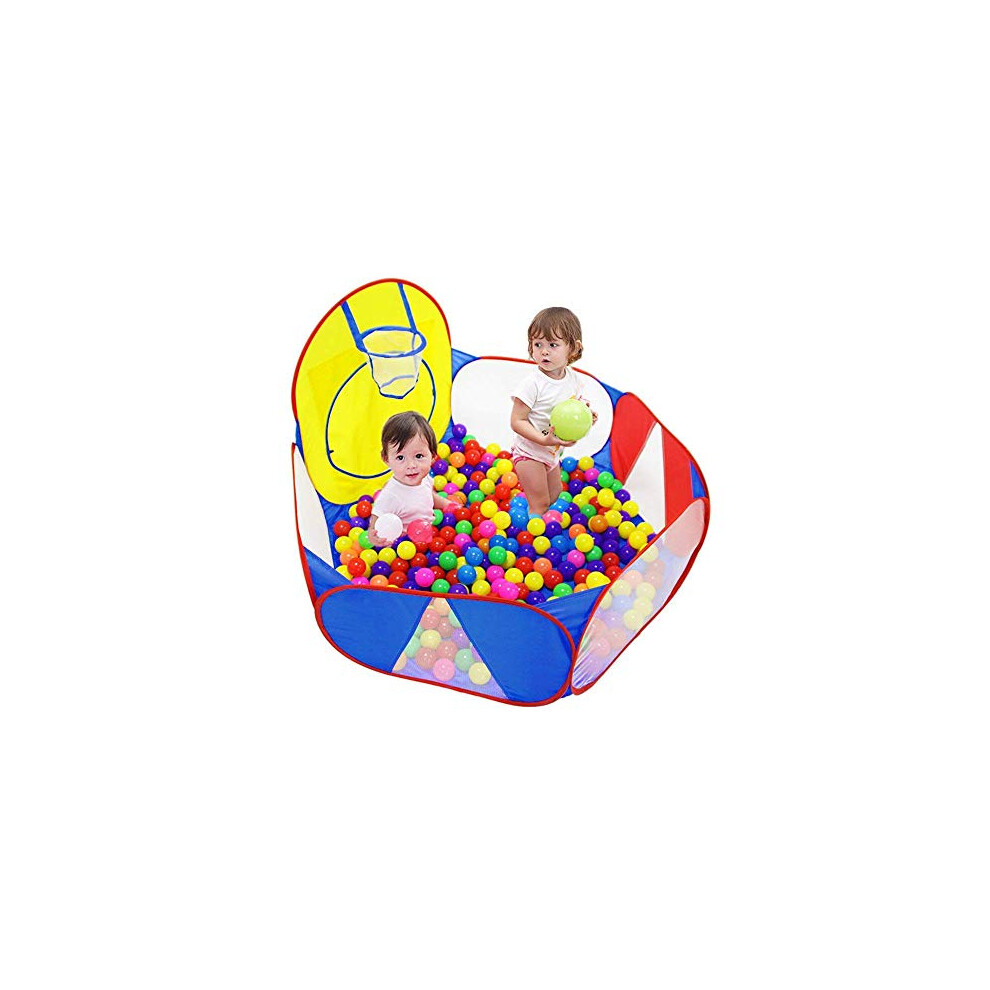 Kids Ball Pit Large Pop Up Childrens Ball Pits Tent For Toddlers Playhouse Baby Crawl Playpen With Basketball Hoop And Zipper Storage Bag, 4 Eocolz