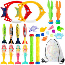 Vinitoy Diving Toys for Swimming Pool, 24 PCS Sinkers for Swimming Kids, Underwater Training Toys Diving Mermaids, Dive Sticks, Torpedo Bandits, Dive