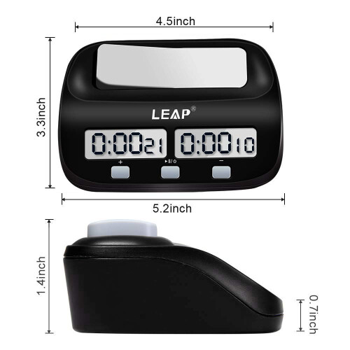 LEAP Chess Clock Digital Chess Timer Professional for Board Games Timer with Alarm Function (Official Store) Black 1