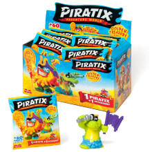 PIRATIX,ADVENTURE WORLD Golden Treasure Series- Box of 24 surprise blind bags with collectible pirate figures from the Golden Treasure Series, each