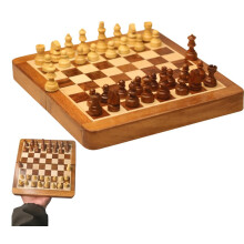 BCBESTCHESS Pocket Size, Travel Chess Set, Handcrafted Magnetic Wooden Folding Chess Board Set With Extra Queens & Storage For Chessmen (7 X7 Inches)